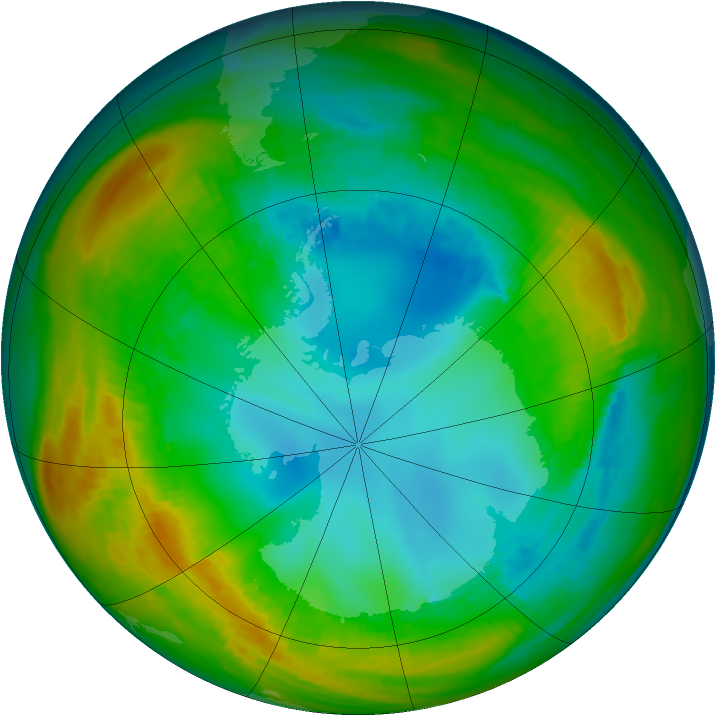 Antarctic ozone map for 03 August 1982